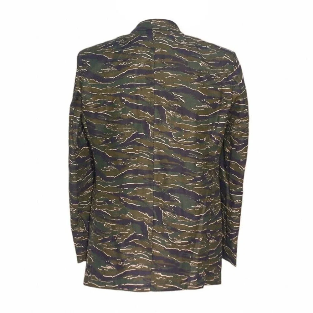 Mens Blazer Camouflage Camo Green Formal Party Wedding Jacket Sport Coat 42R